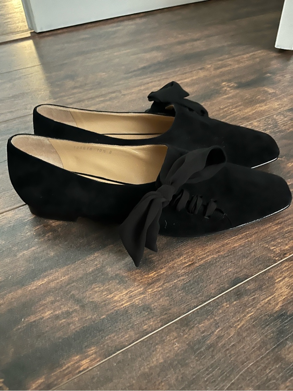 Ralph Lauren Collection Black Suede Bow Tie Flats-Made in Italy Size 10.5